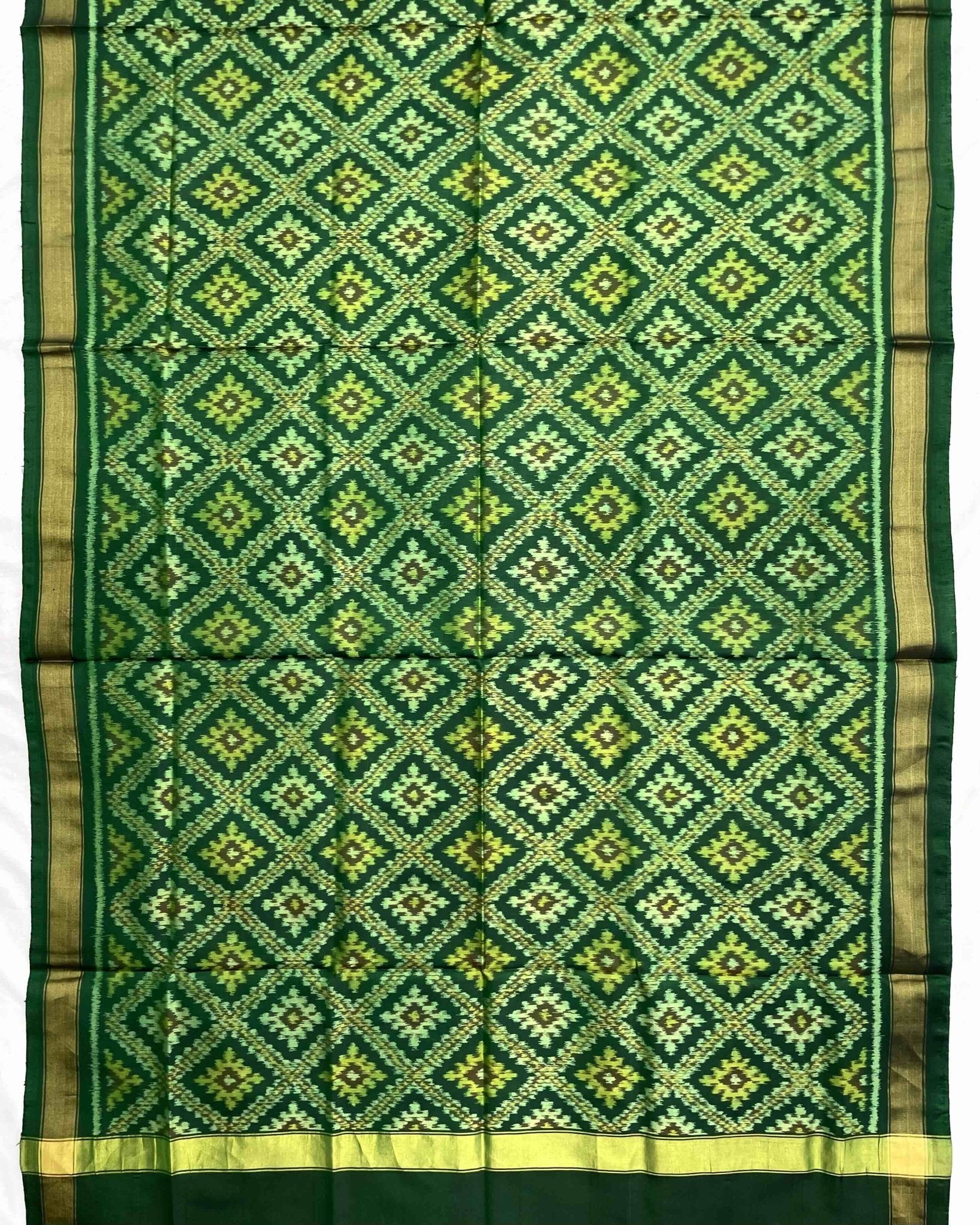 Green Panchanda Patola Dupatta - SindhoiPatolaArt