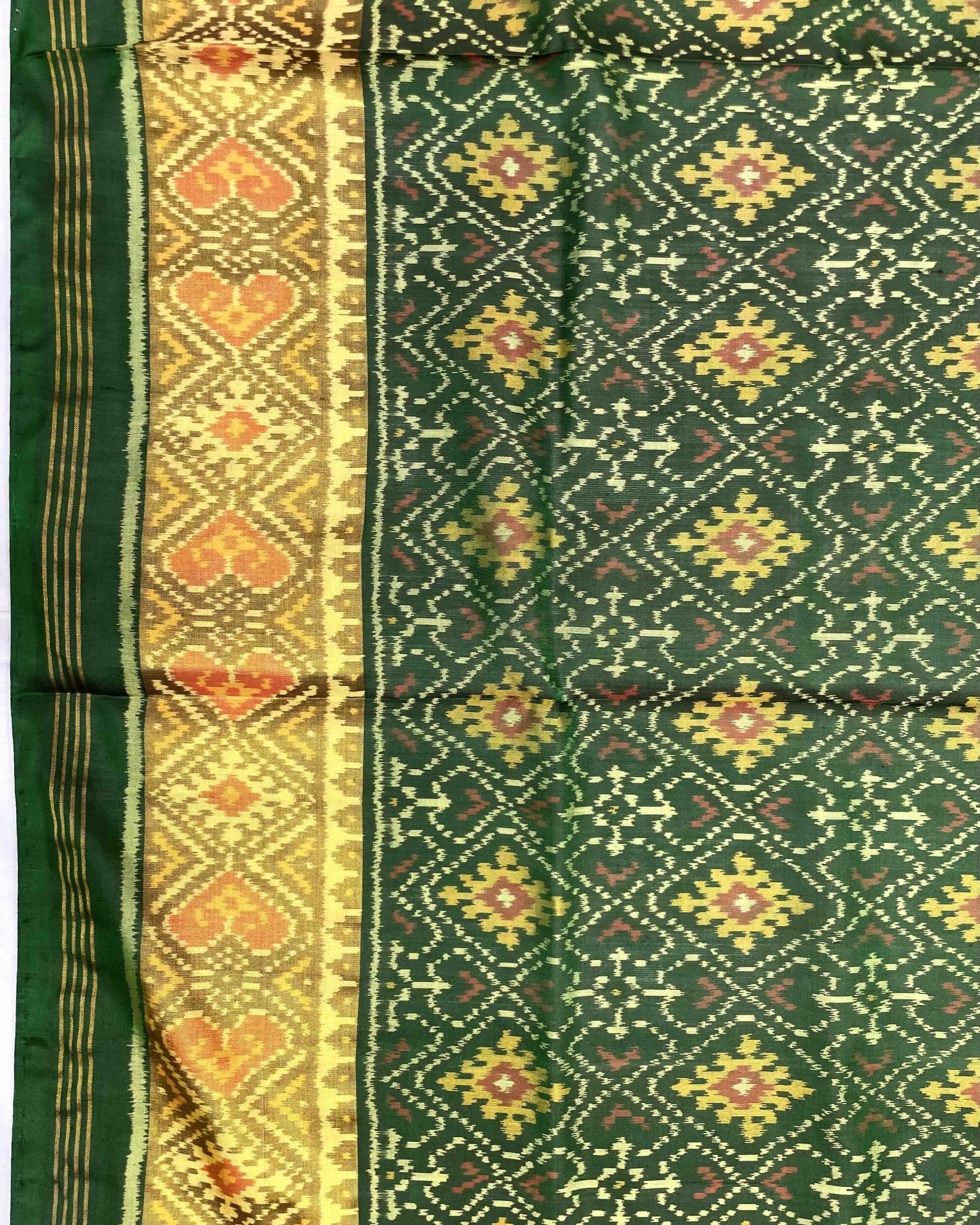 Green Panchanda Patola Saree - SindhoiPatolaArt