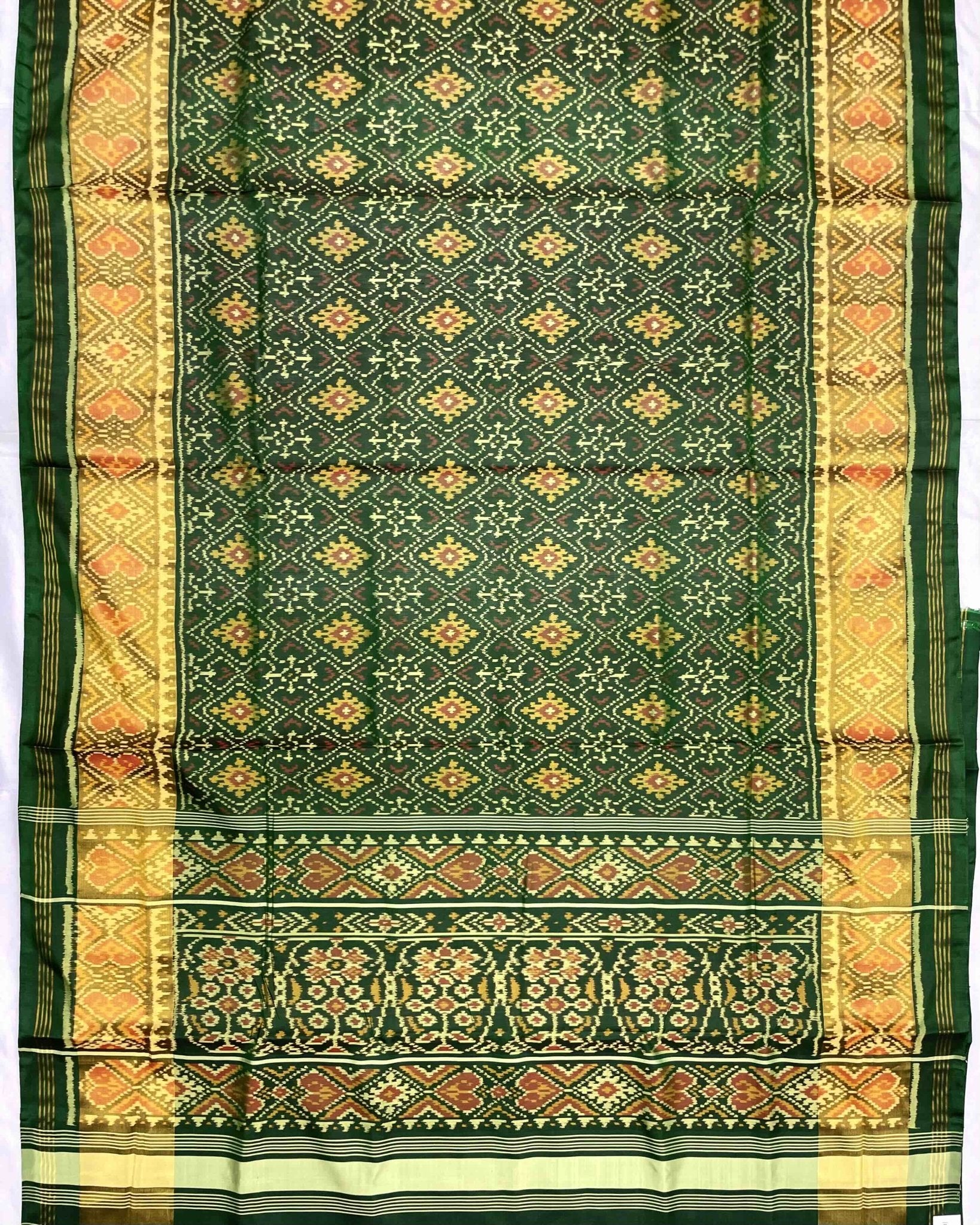 Green Panchanda Patola Saree - SindhoiPatolaArt