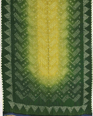 Green & Parrot Shaded Gajji Silk Pen Kamalkari Bandhani Saree - SindhoiPatolaArt