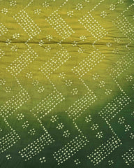 Green & Parrot Shaded Gajji Silk Pen Kamalkari Bandhani Saree - SindhoiPatolaArt