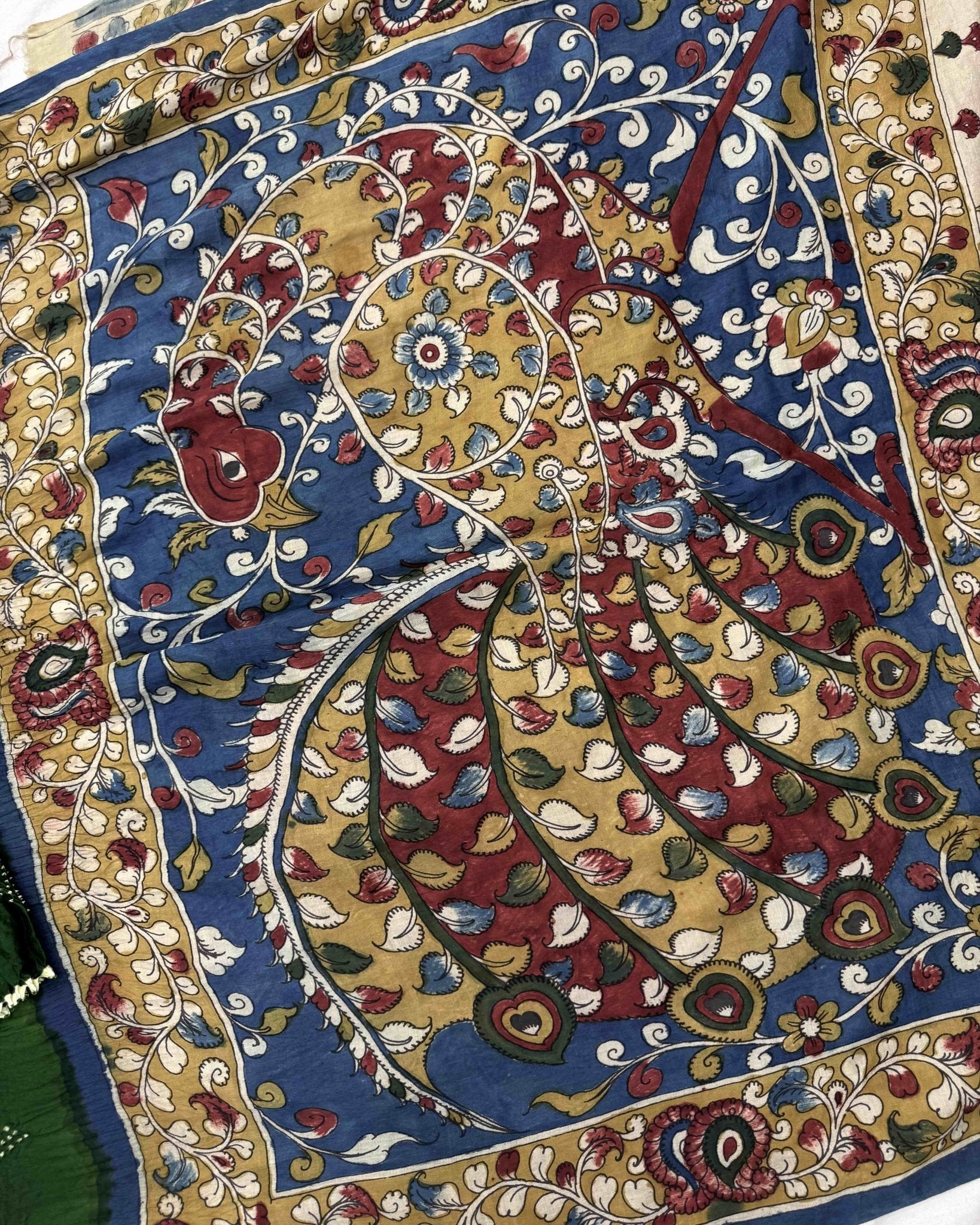 Green & Parrot Shaded Gajji Silk Pen Kamalkari Bandhani Saree - SindhoiPatolaArt