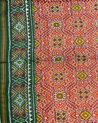 Green & Peach Manekchowk Designer Patola Saree - SindhoiPatolaArt