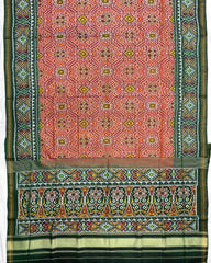 Green & Peach Manekchowk Designer Patola Saree - SindhoiPatolaArt
