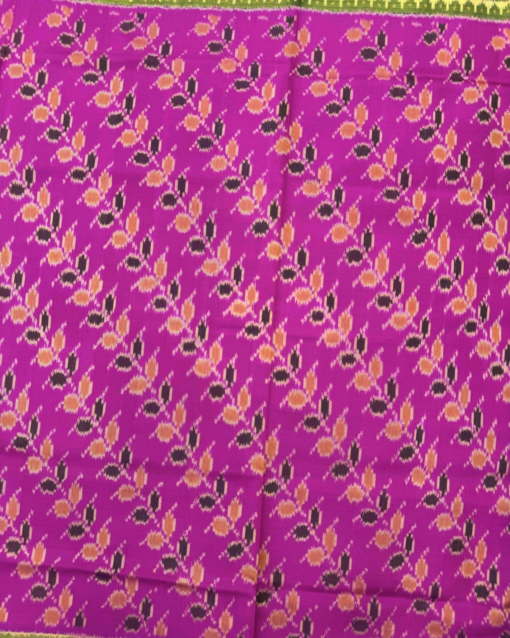 Green & Pink Leheriya Leaves Patola Saree - SindhoiPatolaArt