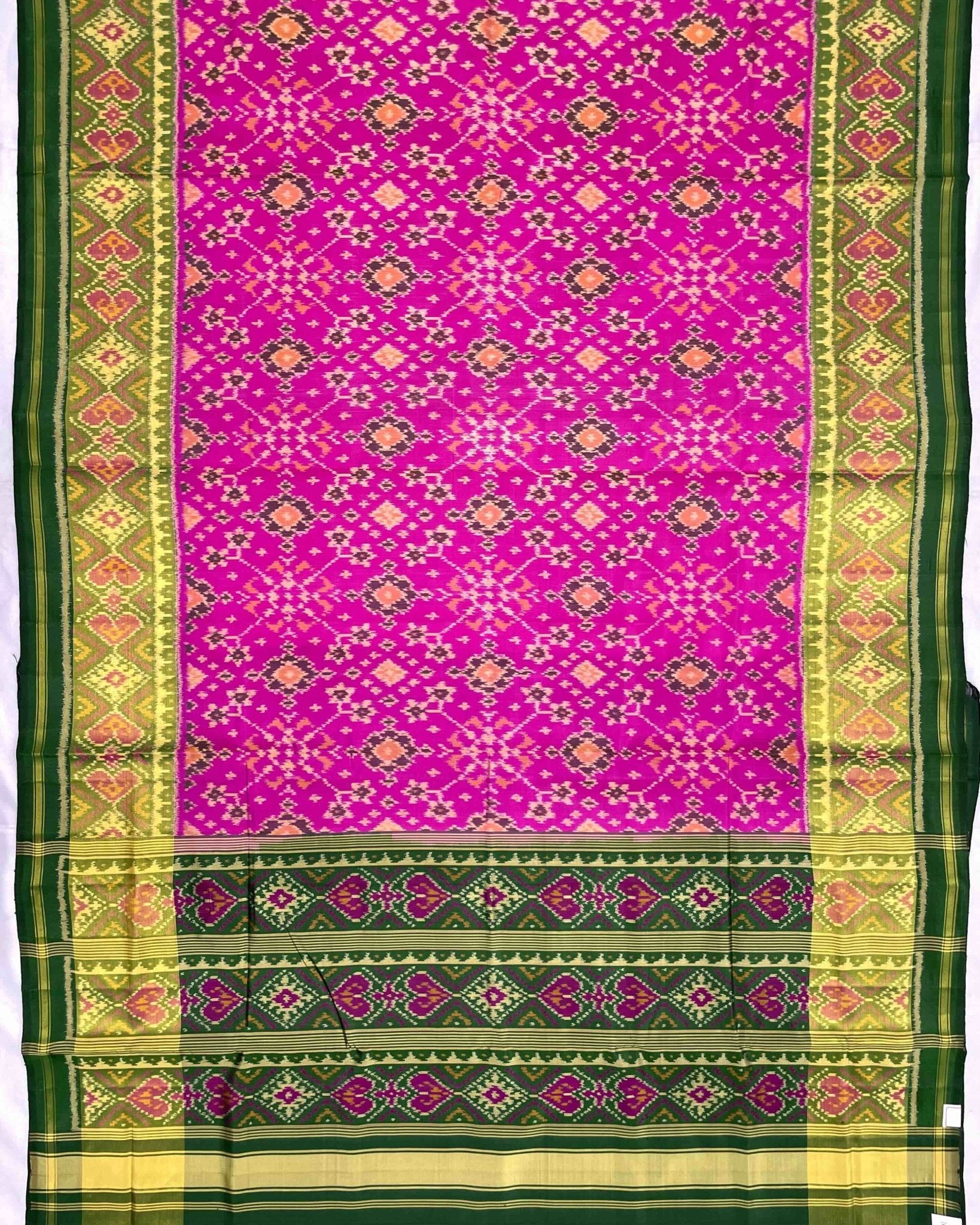 Green & Pink Navratan Patola Saree - SindhoiPatolaArt