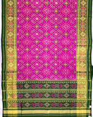 Green & Pink Navratan Patola Saree - SindhoiPatolaArt