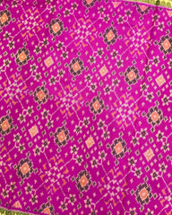 Green & Pink Navratan Patola Saree - SindhoiPatolaArt