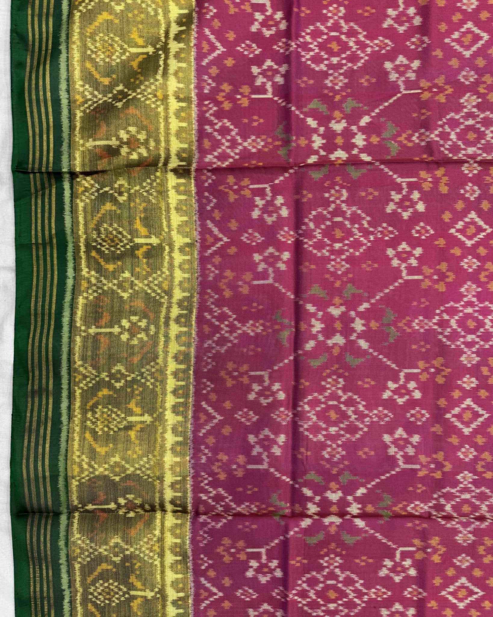 Green & Pink Navratan Patola Saree - SindhoiPatolaArt