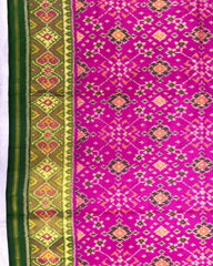 Green & Pink Navratan Patola Saree - SindhoiPatolaArt