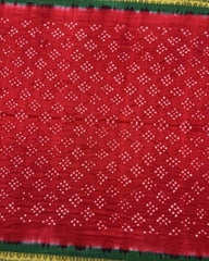 Green & Red Bandhani Patola Saree - SindhoiPatolaArt