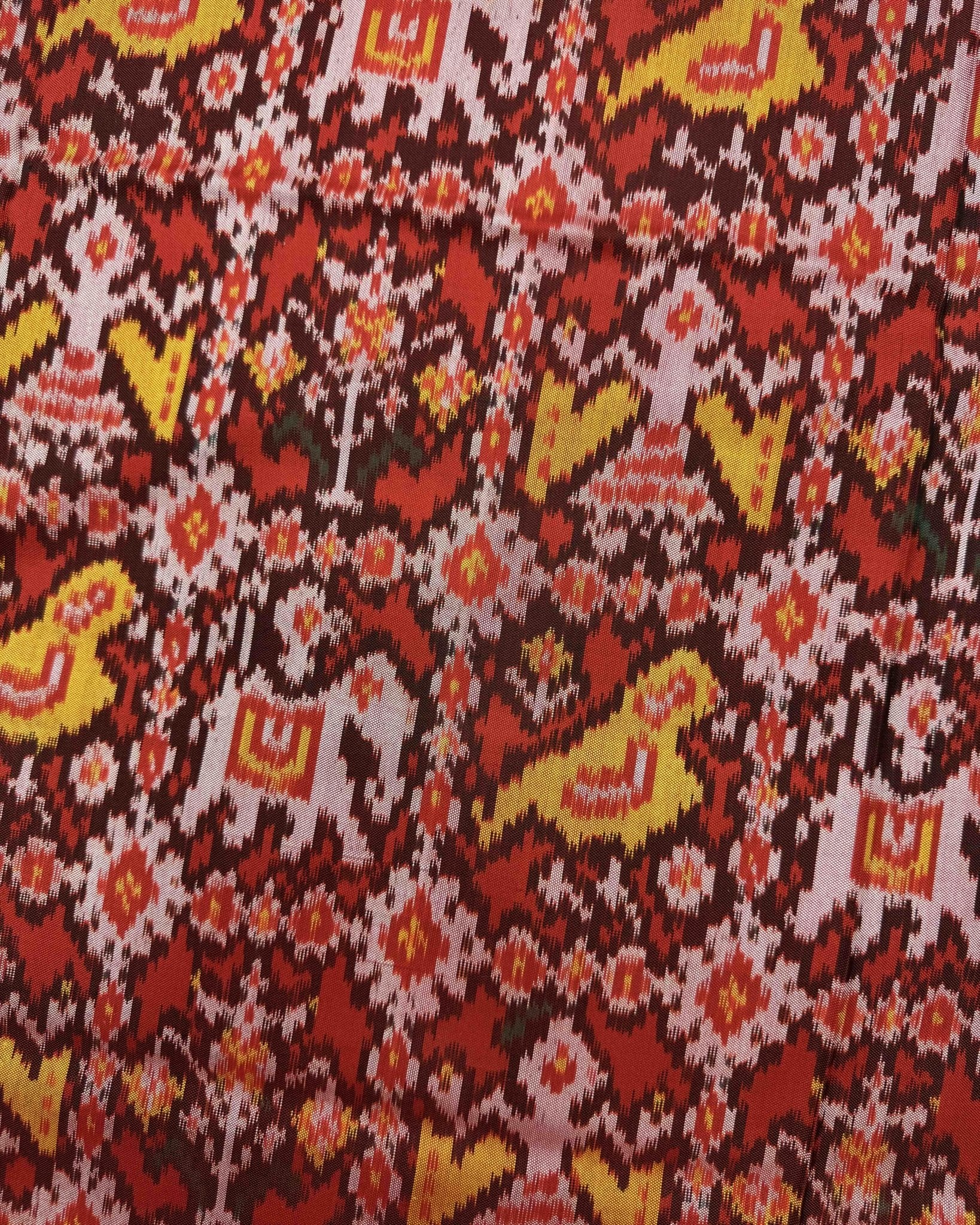 Green & Red Narikunj Semi Ikat Patola Saree - SindhoiPatolaArt