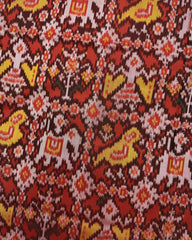 Green & Red Narikunj Semi Ikat Patola Saree - SindhoiPatolaArt