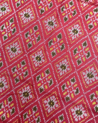Green & Red Pink Panchanda Patola Saree - SindhoiPatolaArt