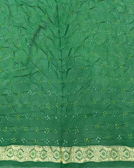 Green Shaded Banarasi Georgette Bandhani Saree - SindhoiPatolaArt