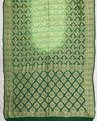 Green Shaded Banarasi Georgette Bandhani Saree - SindhoiPatolaArt
