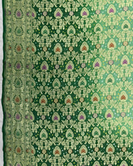 Green Shaded Banarasi Georgette Bandhani Saree - SindhoiPatolaArt