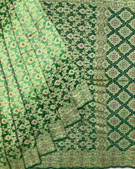 Green Shaded Banarasi Georgette Bandhani Saree - SindhoiPatolaArt
