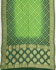 Green Shaded Georgette Bandhani Saree - SindhoiPatolaArt