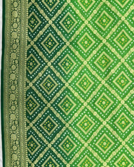 Green Shaded Georgette Bandhani Saree - SindhoiPatolaArt