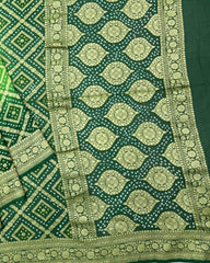 Green Shaded Georgette Bandhani Saree - SindhoiPatolaArt