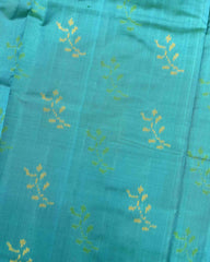 Green & Sky Blue Fancy Flower Patola Saree - SindhoiPatolaArt