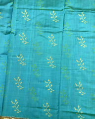Green & Sky Blue Fancy Flower Patola Saree - SindhoiPatolaArt