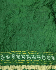 Green with Chex Pallu Gajji Silk Bandhani Saree - SindhoiPatolaArt