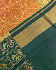 Green & Yellow Manekchowk Designer Patola Saree - SindhoiPatolaArt