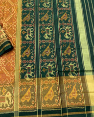 Green & Yellow Manekchowk Designer Patola Saree - SindhoiPatolaArt