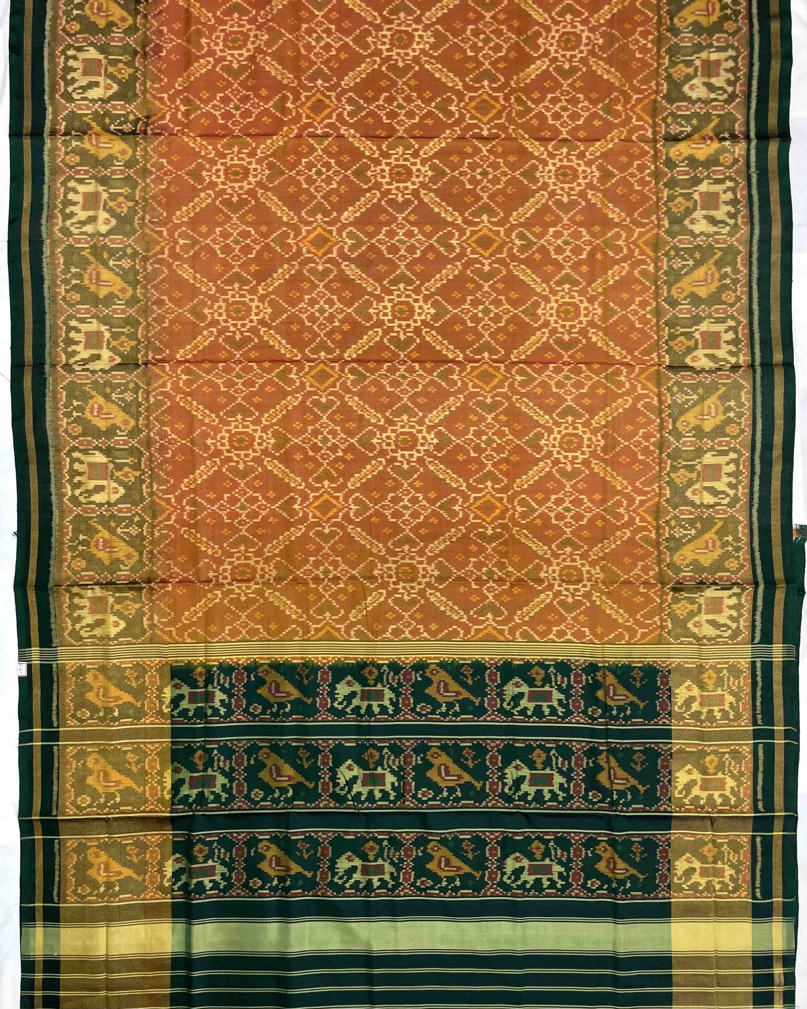Green & Yellow Manekchowk Designer Patola Saree - SindhoiPatolaArt