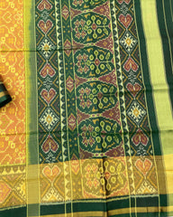 Green & Yellow Mix Designer Patola Saree - SindhoiPatolaArt