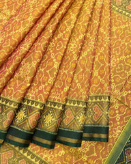 Green & Yellow Mix Designer Patola Saree - SindhoiPatolaArt