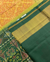 Green & Yellow Mix Designer Patola Saree - SindhoiPatolaArt