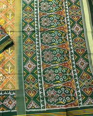 Green & Yellow Narikunj Designer Patola Saree - SindhoiPatolaArt