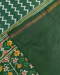Green Zig Zag with Narikunj Scut Border Designer Patola Saree - SindhoiPatolaArt