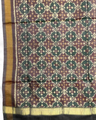 Grey Buttonful Design Patola Dupatta - SindhoiPatolaArt