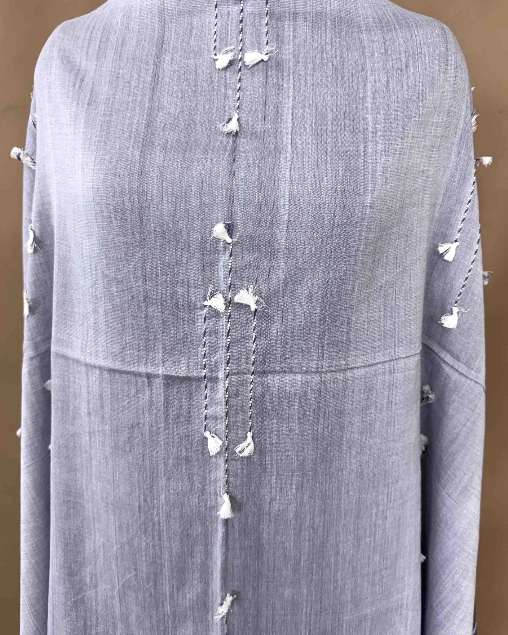 Grey & Greyish Blue Fine Cotton Dupatta - SindhoiPatolaArt