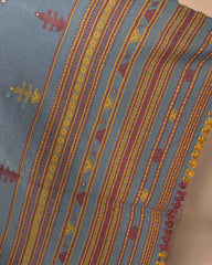 Grey Zad Butti Mirror Kutchi Woolen Shawl - SindhoiPatolaArt