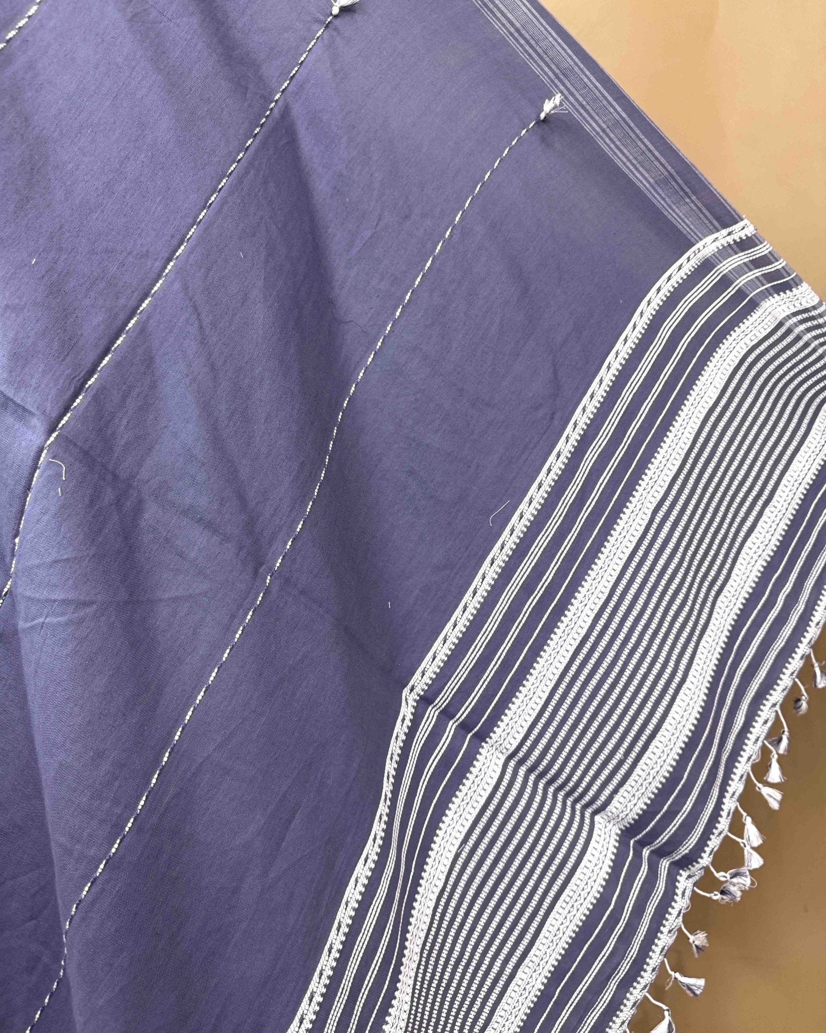 Greyish Blue Fine Cotton Dupatta - SindhoiPatolaArt