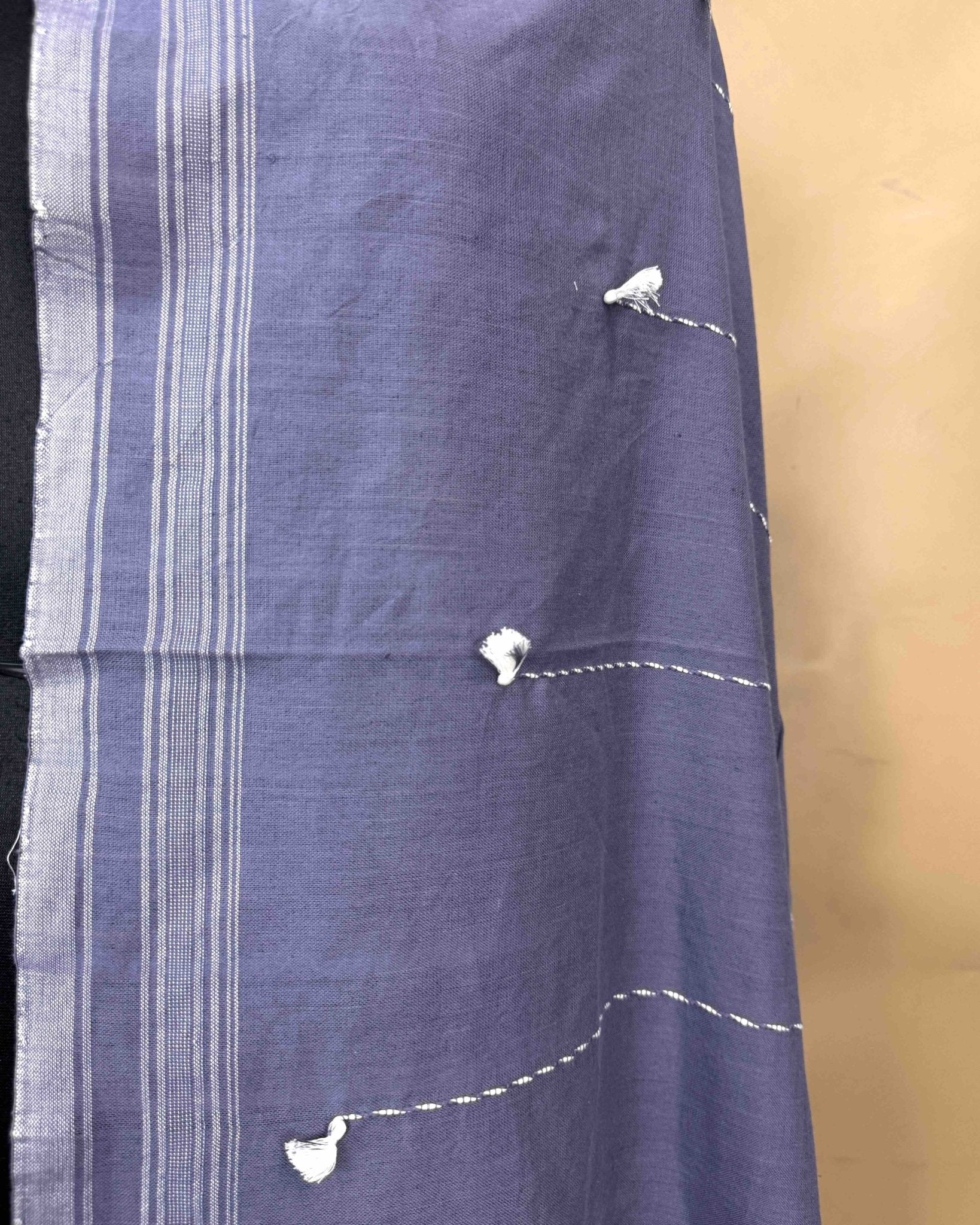 Greyish Blue Fine Cotton Dupatta - SindhoiPatolaArt