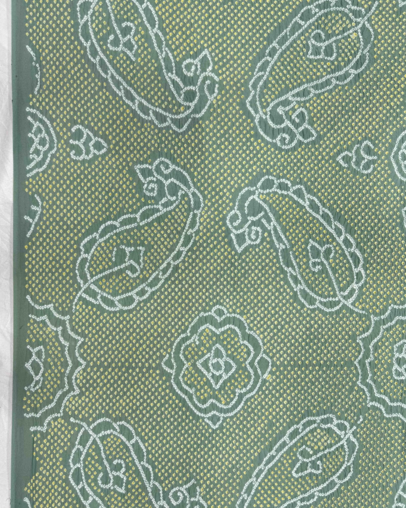 Greyish Green Georgette Bandhani Dupatta - SindhoiPatolaArt