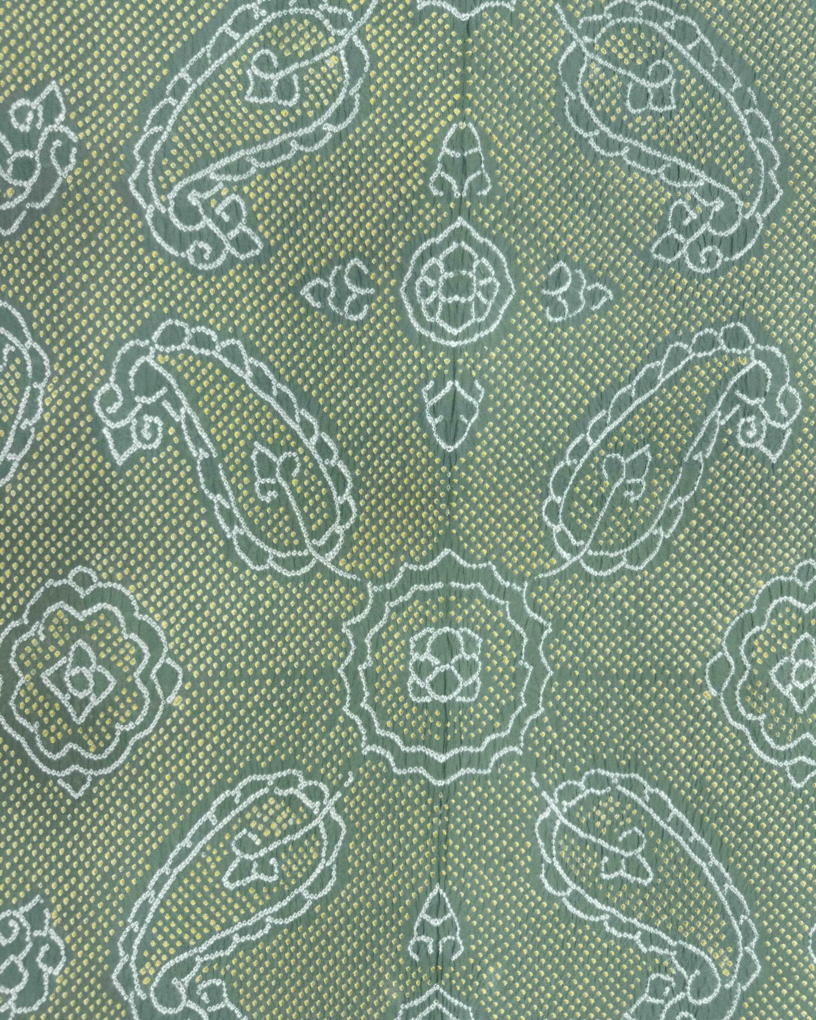 Greyish Green Georgette Bandhani Dupatta - SindhoiPatolaArt