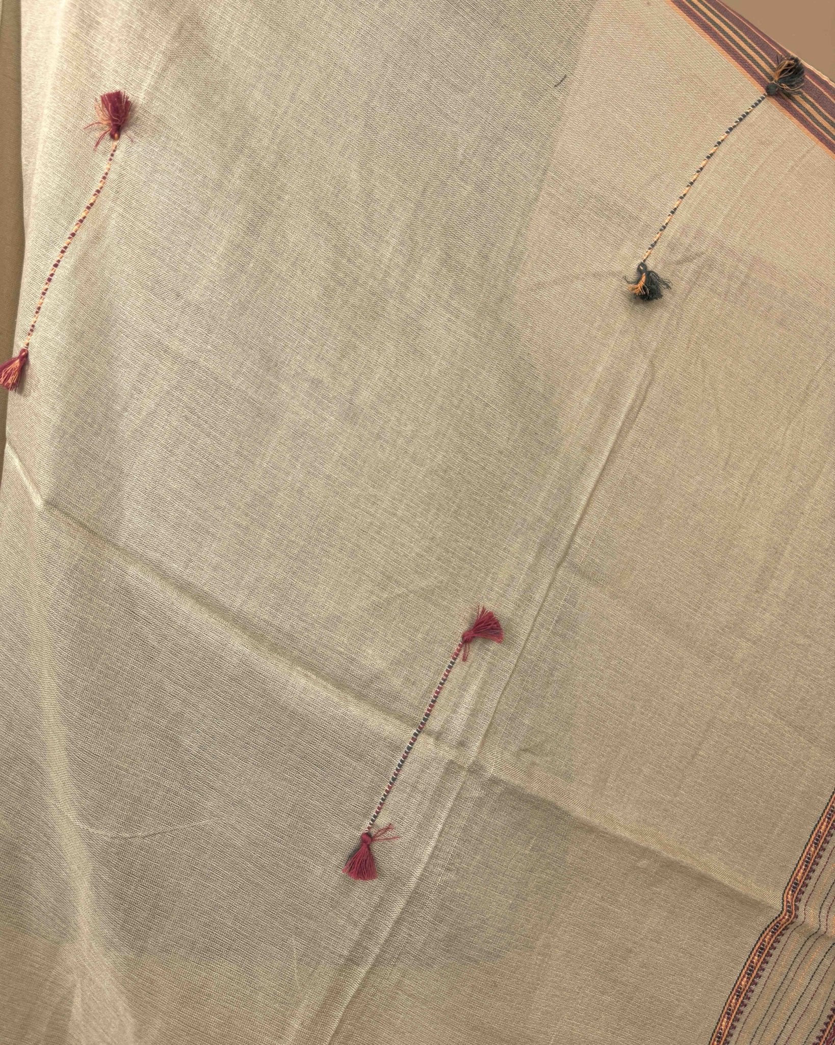 Light Biscuit Coloured Fine Cotton Dupatta - SindhoiPatolaArt