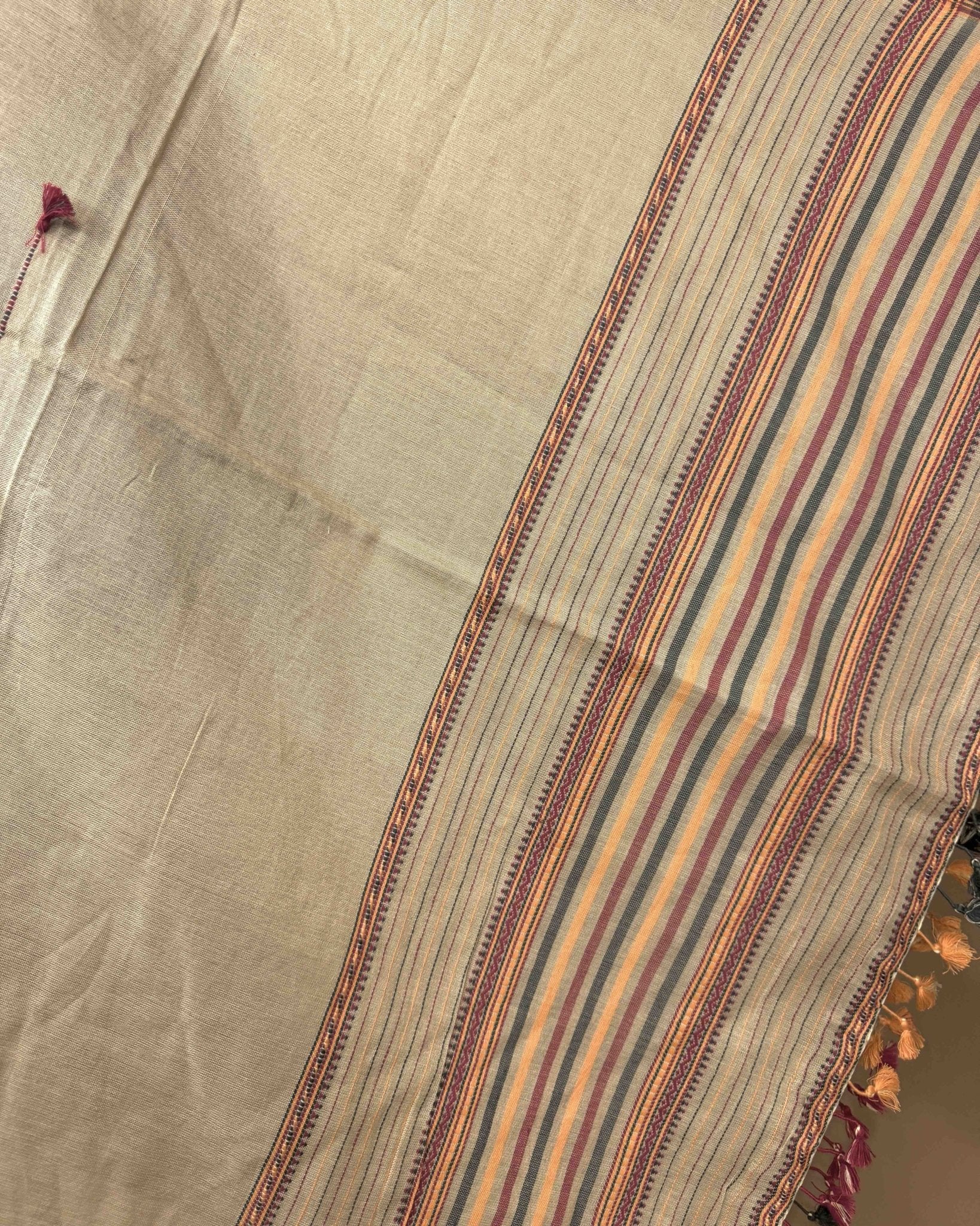 Light Biscuit Coloured Fine Cotton Dupatta - SindhoiPatolaArt