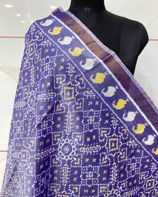 Light Blue Manekchowk Designer Patola Dupatta - SindhoiPatolaArt