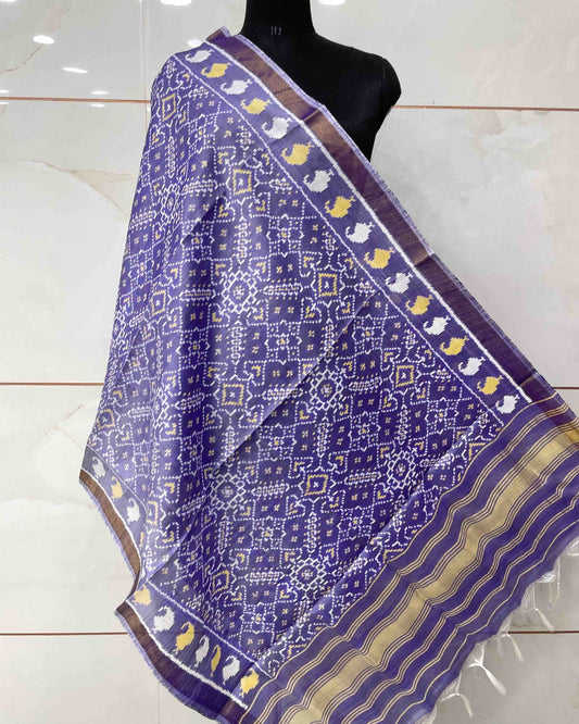 Light Blue Manekchowk Designer Patola Dupatta - SindhoiPatolaArt