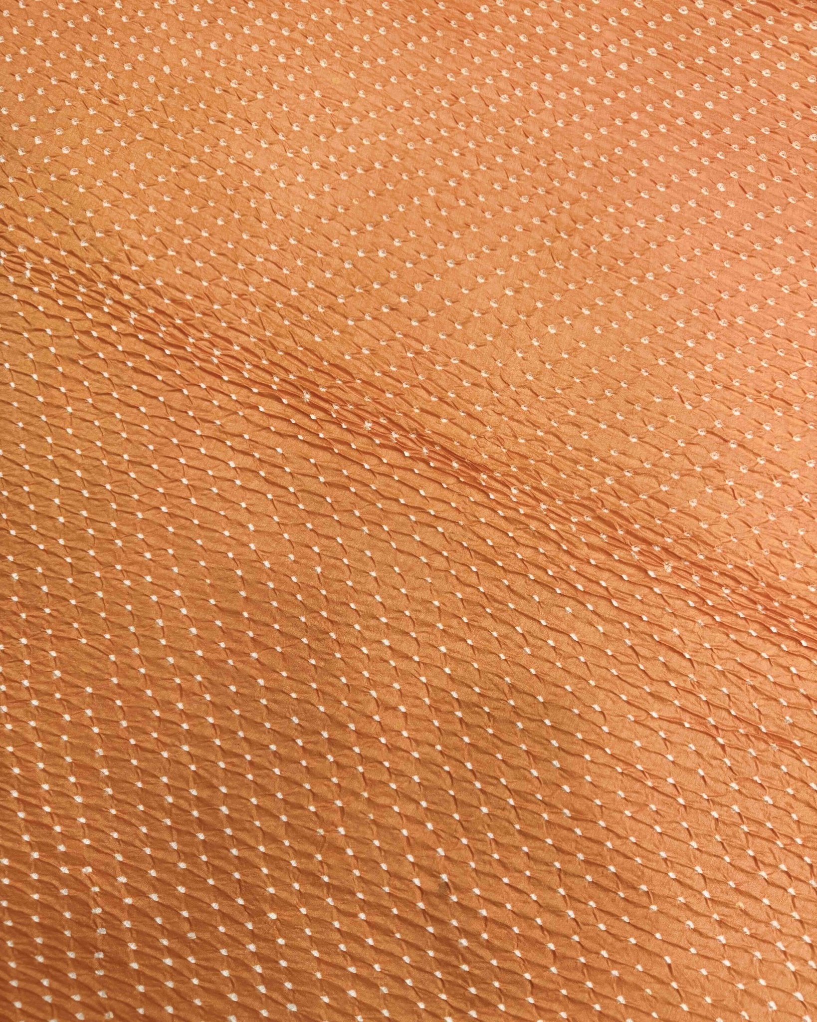 Light Golden Yellow & Peach Shaded Munga Silk Bandhani Saree - SindhoiPatolaArt