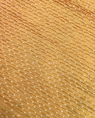 Light Golden Yellow & Peach Shaded Munga Silk Bandhani Saree - SindhoiPatolaArt