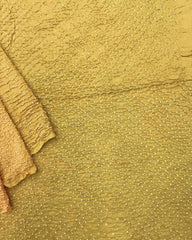 Light Golden Yellow & Peach Shaded Munga Silk Bandhani Saree - SindhoiPatolaArt